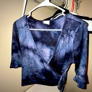 Caution to the Wind Cropped Tie Wrap Top